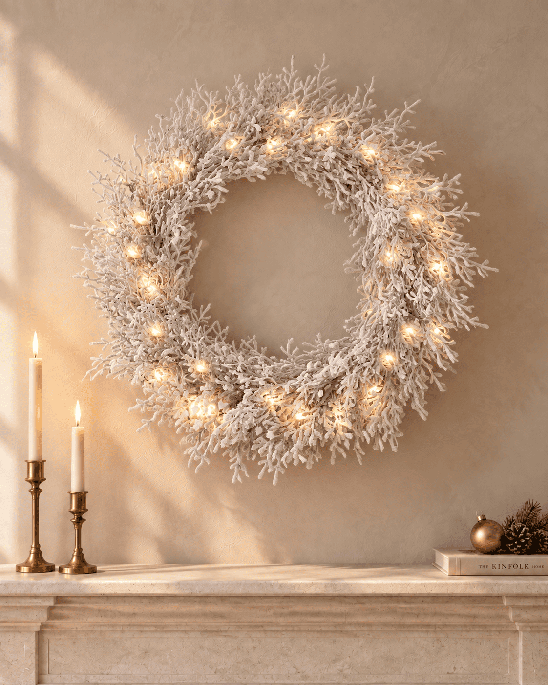 Couronne de Noël lumineuse en sapin artificiel Arvela - Blanc