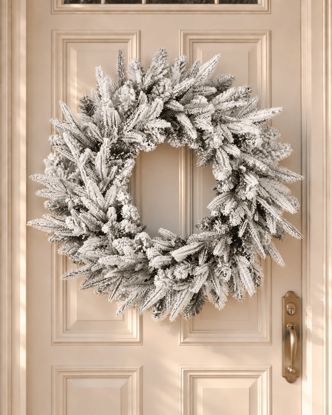 Couronne de Noël en sapin artificiel Elvara - Vert enneigé