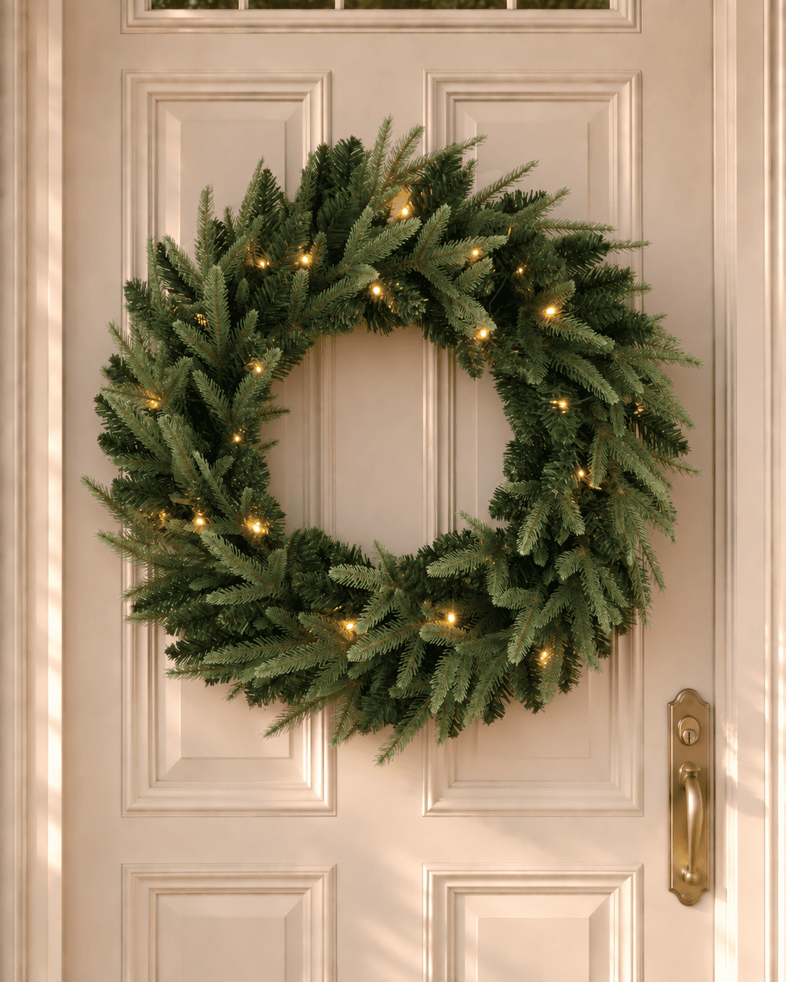 Couronne de Noël lumineuse en sapin artificiel Elvara - Vert