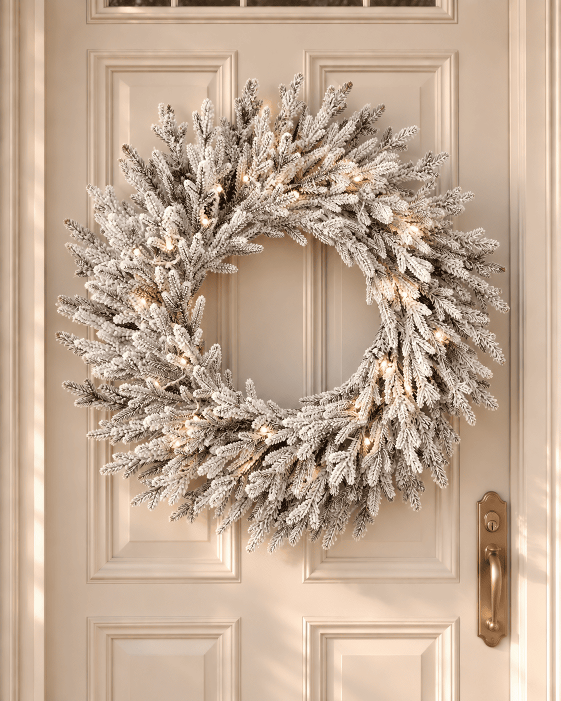 Couronne de Noël lumineuse en sapin artificiel Montara - Vert enneigé