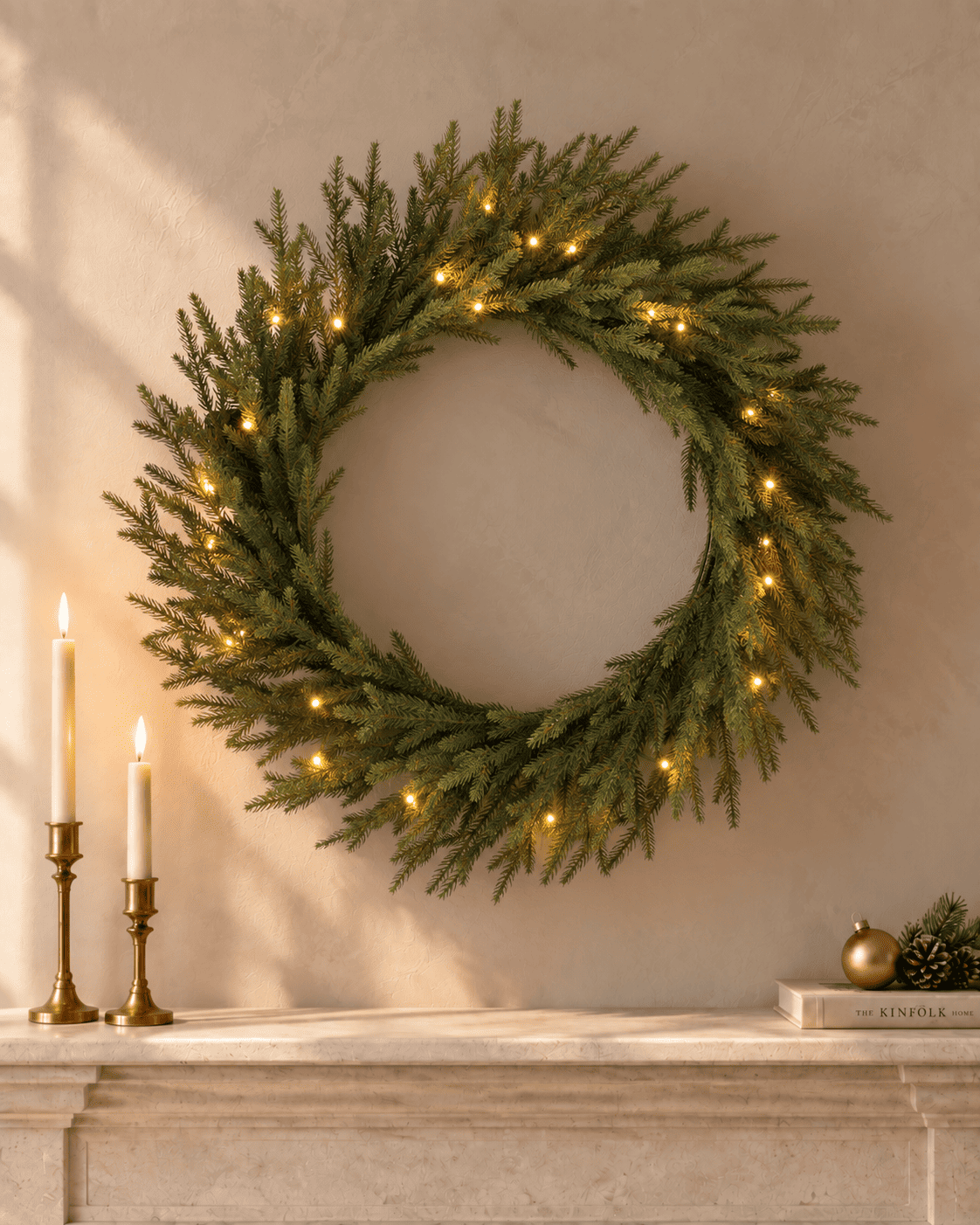 Couronne de Noël lumineuse en sapin artificiel Montara - Vert