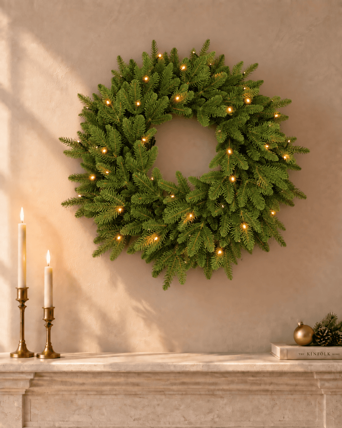 Couronne de Noël lumineuse en sapin artificiel Norwald - Vert