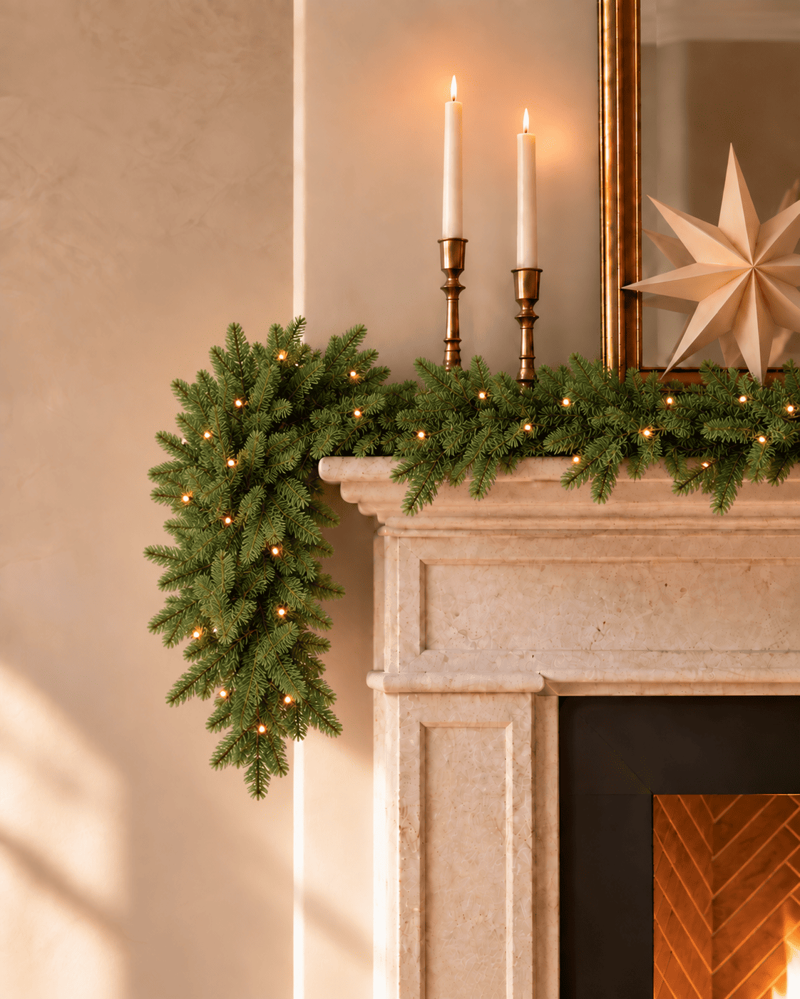 Guirlande de Noël lumineuse en sapin artificiel Norwald - Vert
