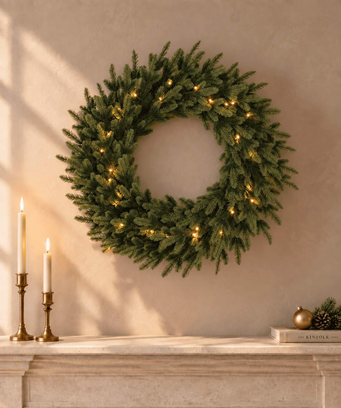 Couronne de Noël lumineuse en sapin artificiel Valtera - Vert