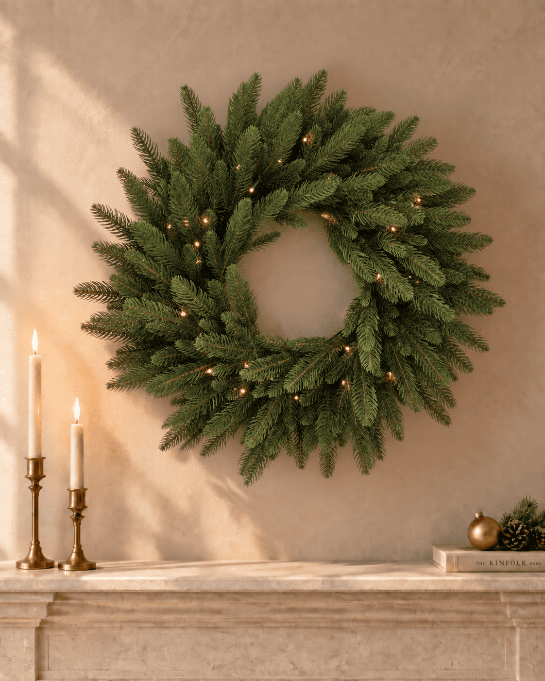 Couronne de Noël lumineuse en sapin artificiel Alpea - Vert