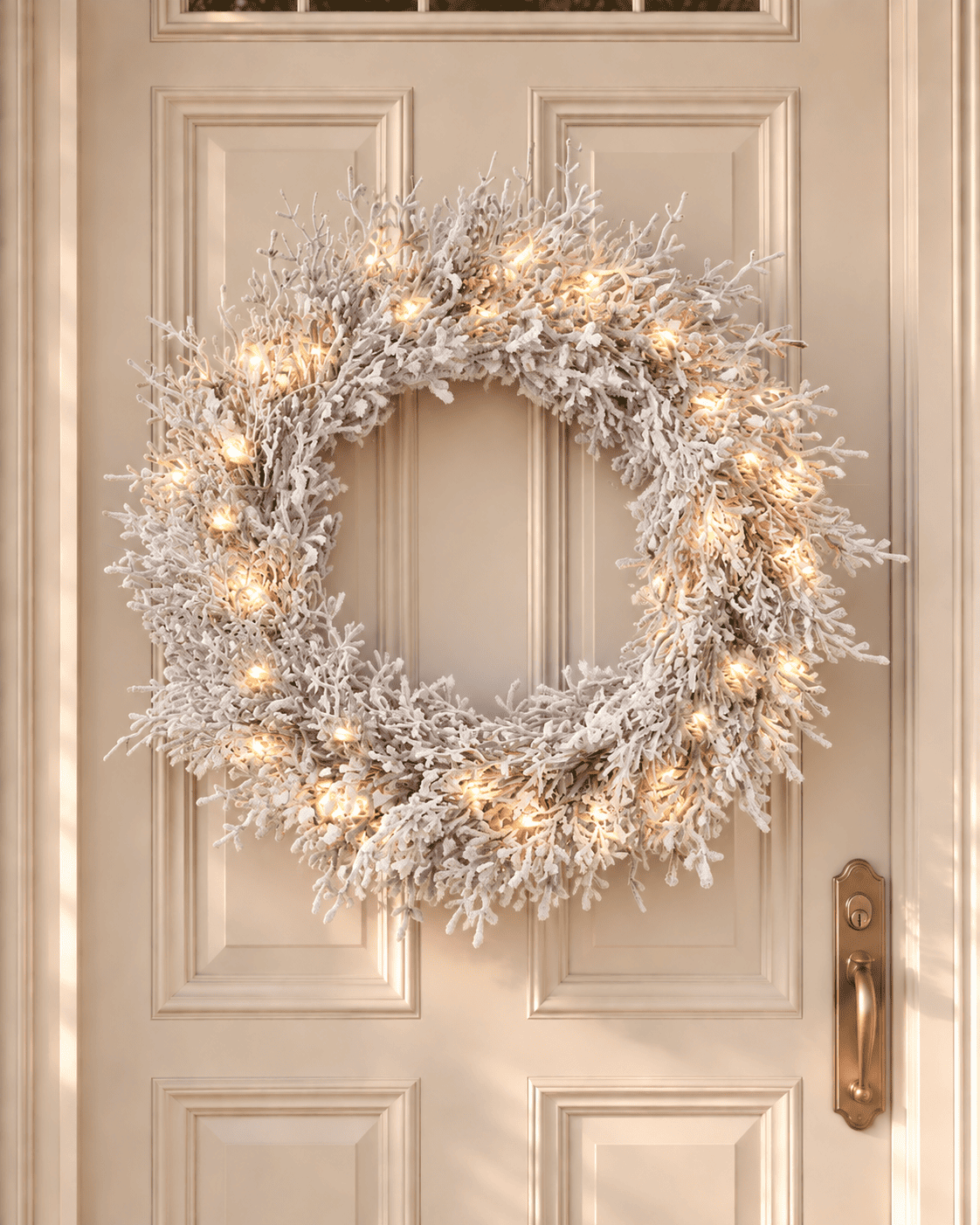 Couronne de Noël lumineuse en sapin artificiel Arvela - Blanc
